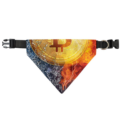 Fire And Water Bitcoin Print Over The Collar Dog Bandana