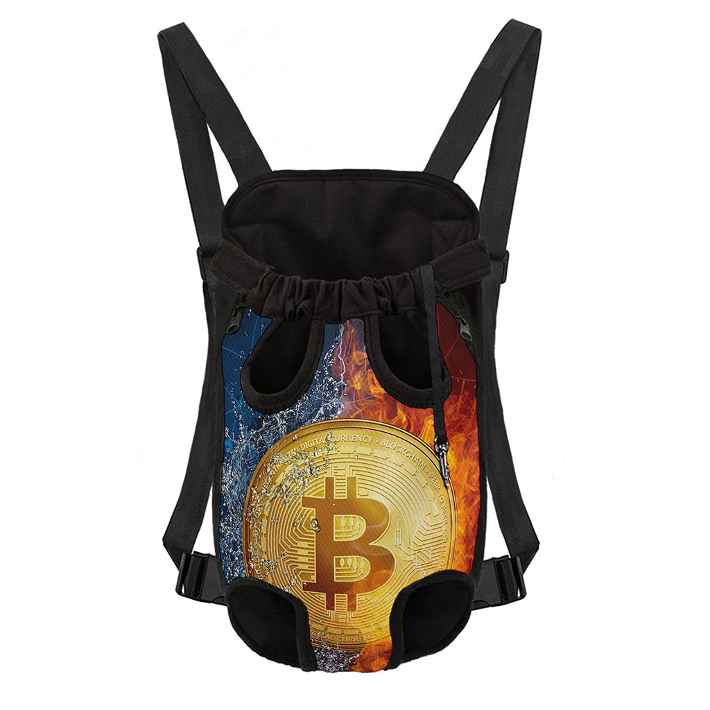 Fire And Water Bitcoin Print Pet Carrier Backpack