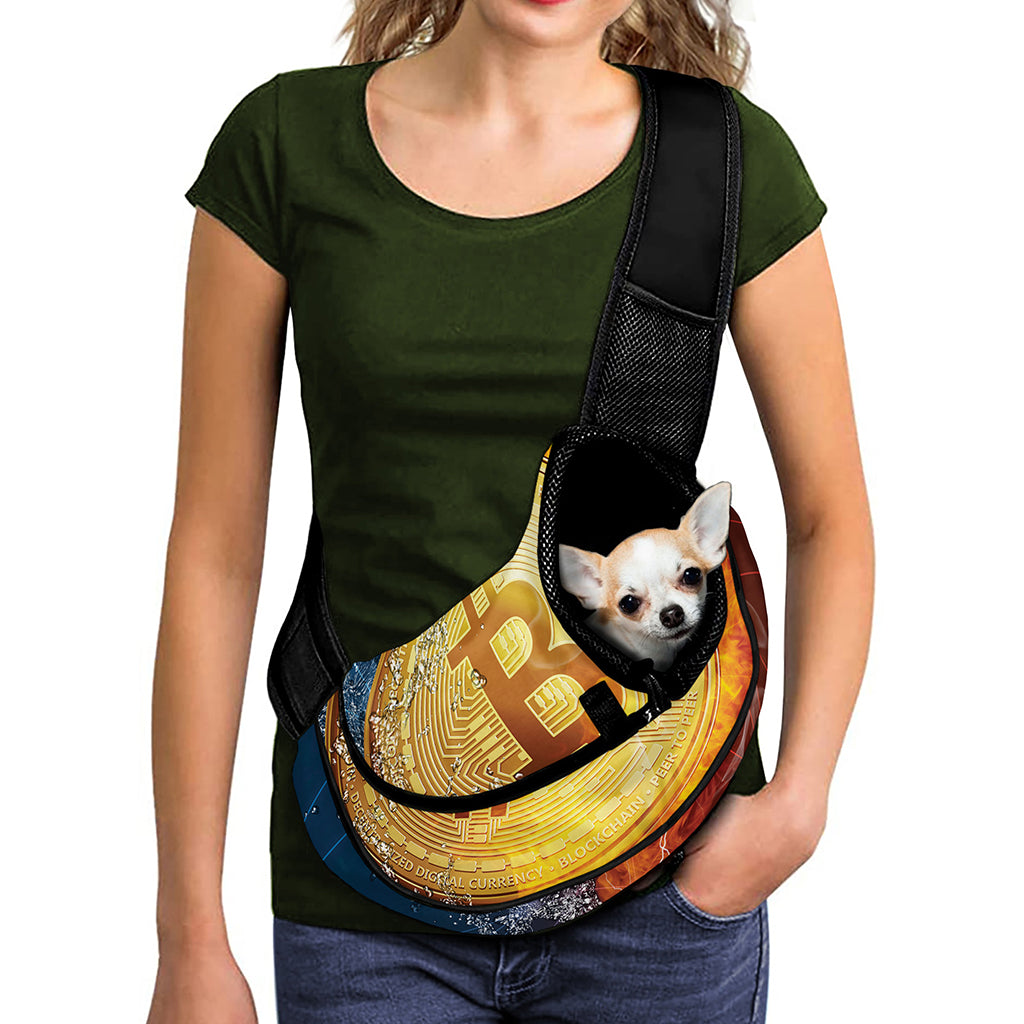 Fire And Water Bitcoin Print Pet Sling Carrier