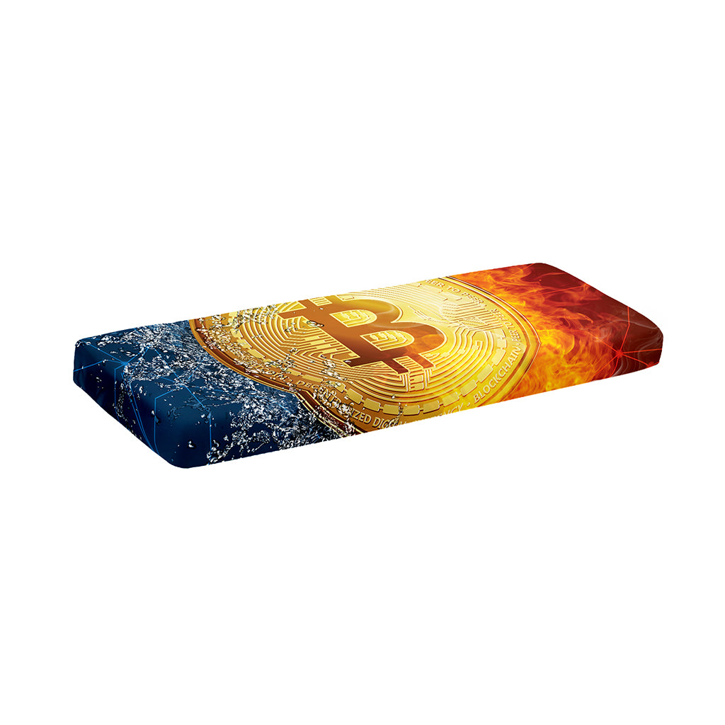 Fire And Water Bitcoin Print Piano Keyboard Cover