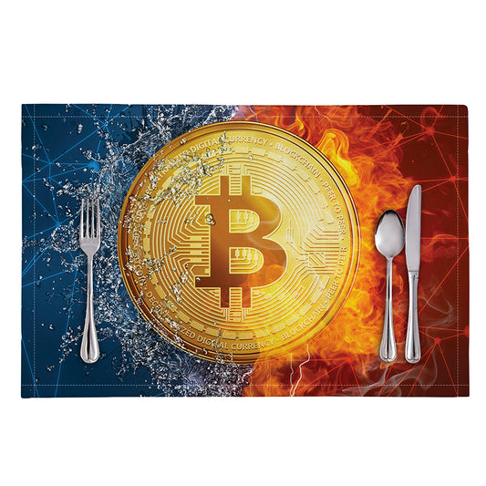 Fire And Water Bitcoin Print Placemat