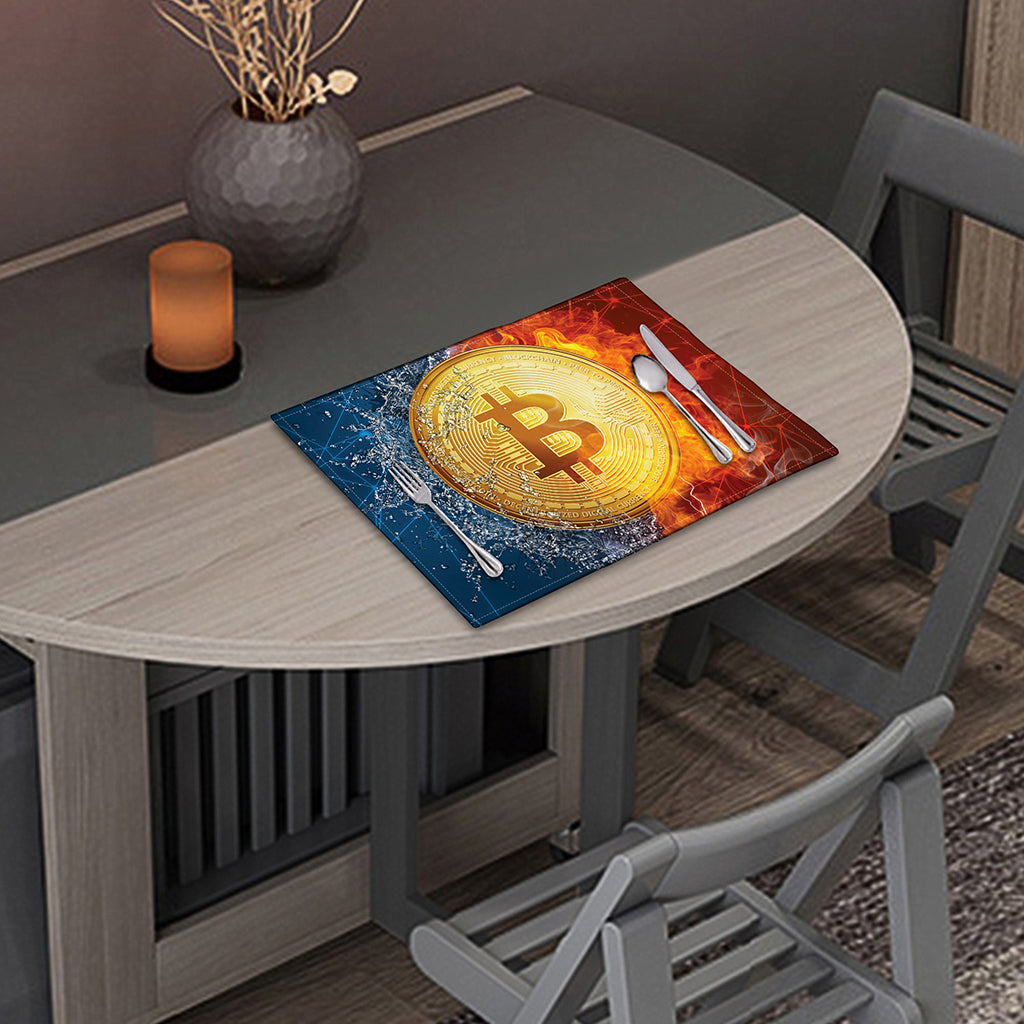 Fire And Water Bitcoin Print Placemat