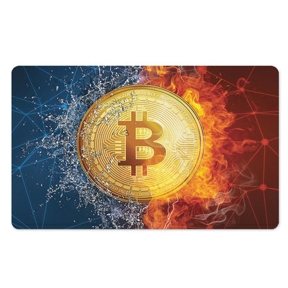 Fire And Water Bitcoin Print Polyester Doormat