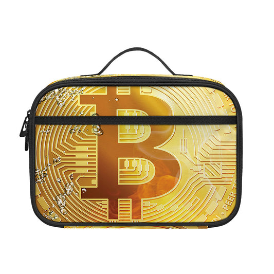Fire And Water Bitcoin Print Portable Lunch Bag