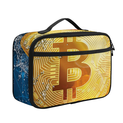 Fire And Water Bitcoin Print Portable Lunch Bag