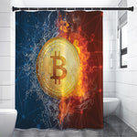 Fire And Water Bitcoin Print Premium Shower Curtain