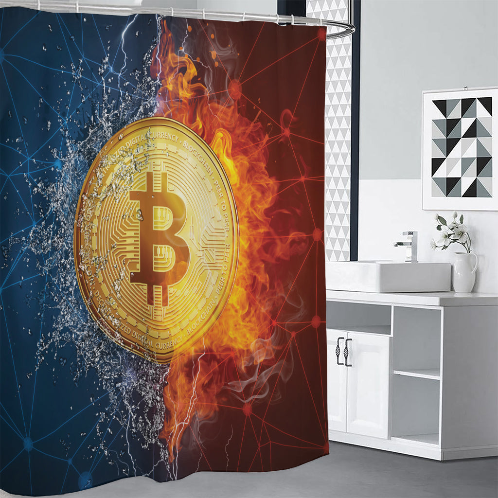 Fire And Water Bitcoin Print Premium Shower Curtain