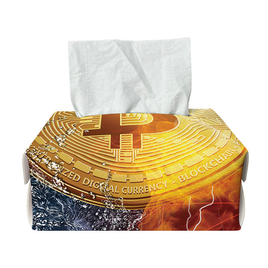 Fire And Water Bitcoin Print Rectangle Tissue Box Cover