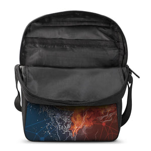 Fire And Water Bitcoin Print Rectangular Crossbody Bag