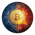 Fire And Water Bitcoin Print Round Blanket
