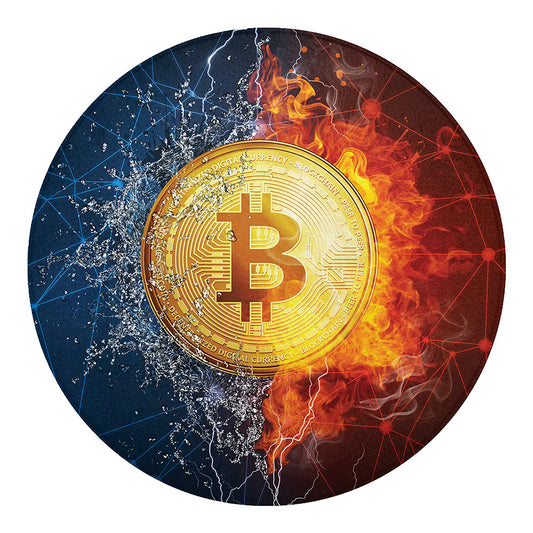 Fire And Water Bitcoin Print Round Blanket