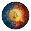 Fire And Water Bitcoin Print Round Floor Mat