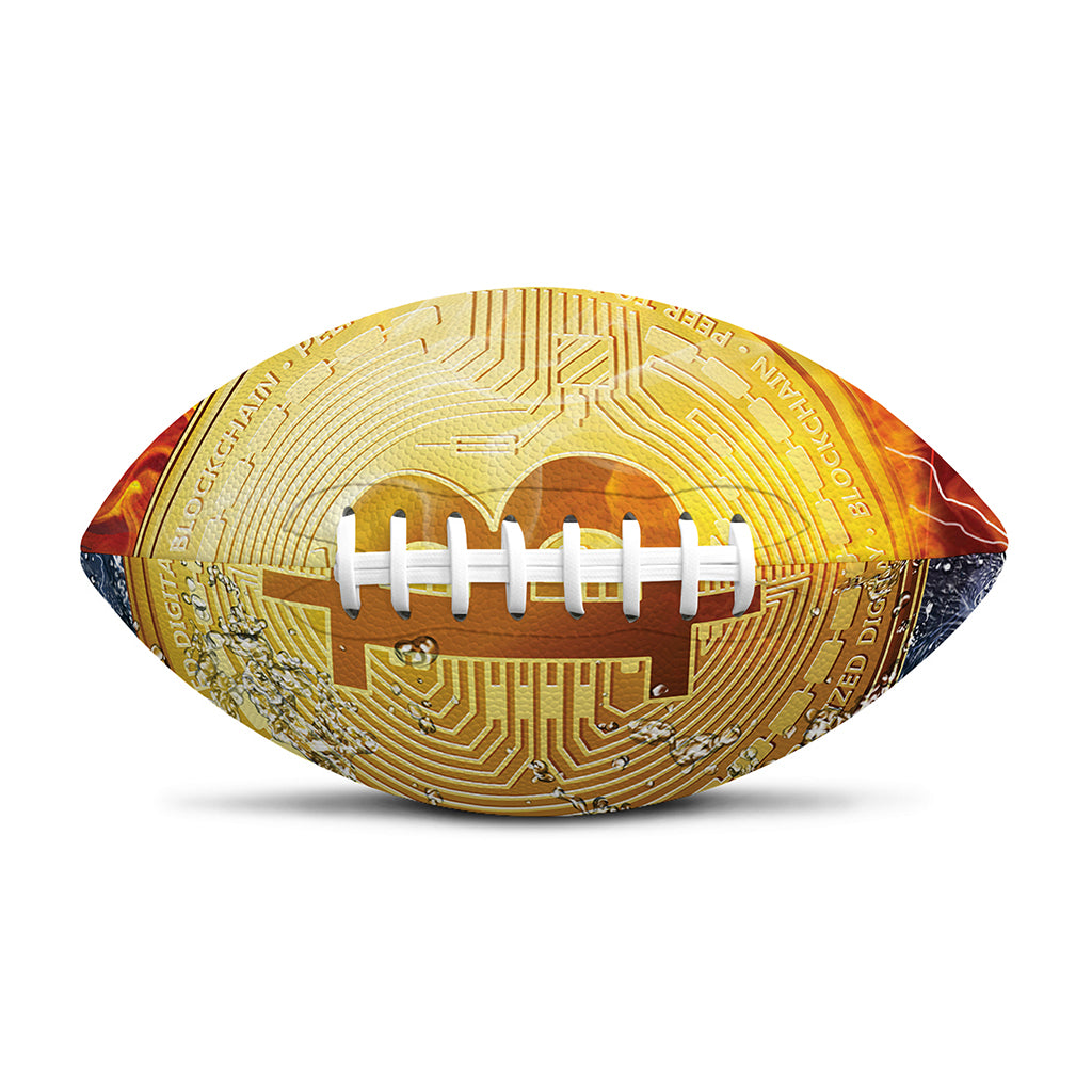 Fire And Water Bitcoin Print Rugby Ball