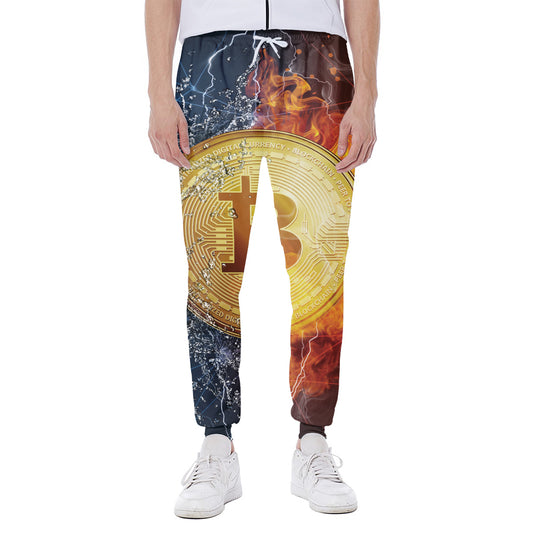 Fire And Water Bitcoin Print Scuba Joggers