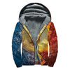 Fire And Water Bitcoin Print Sherpa Lined Zip Up Hoodie