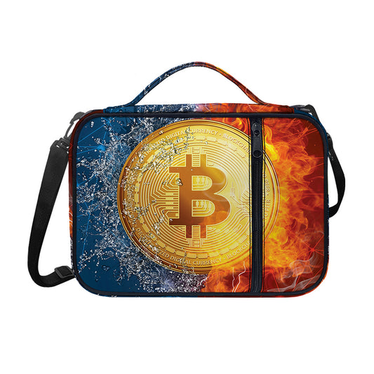 Fire And Water Bitcoin Print Shoulder Strap Bible Bag