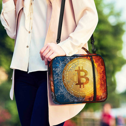 Fire And Water Bitcoin Print Shoulder Strap Bible Bag