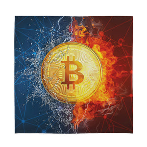 Fire And Water Bitcoin Print Silk Bandana