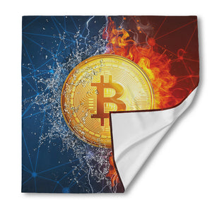 Fire And Water Bitcoin Print Silk Bandana