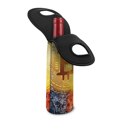 Fire And Water Bitcoin Print Single Neoprene Wine Tote