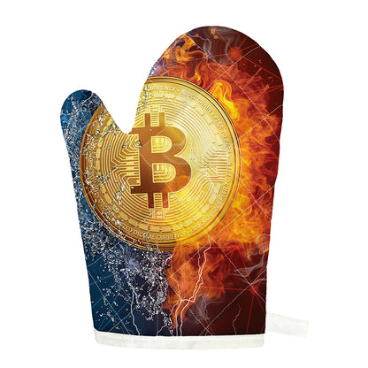 Fire And Water Bitcoin Print Single Oven Mitt