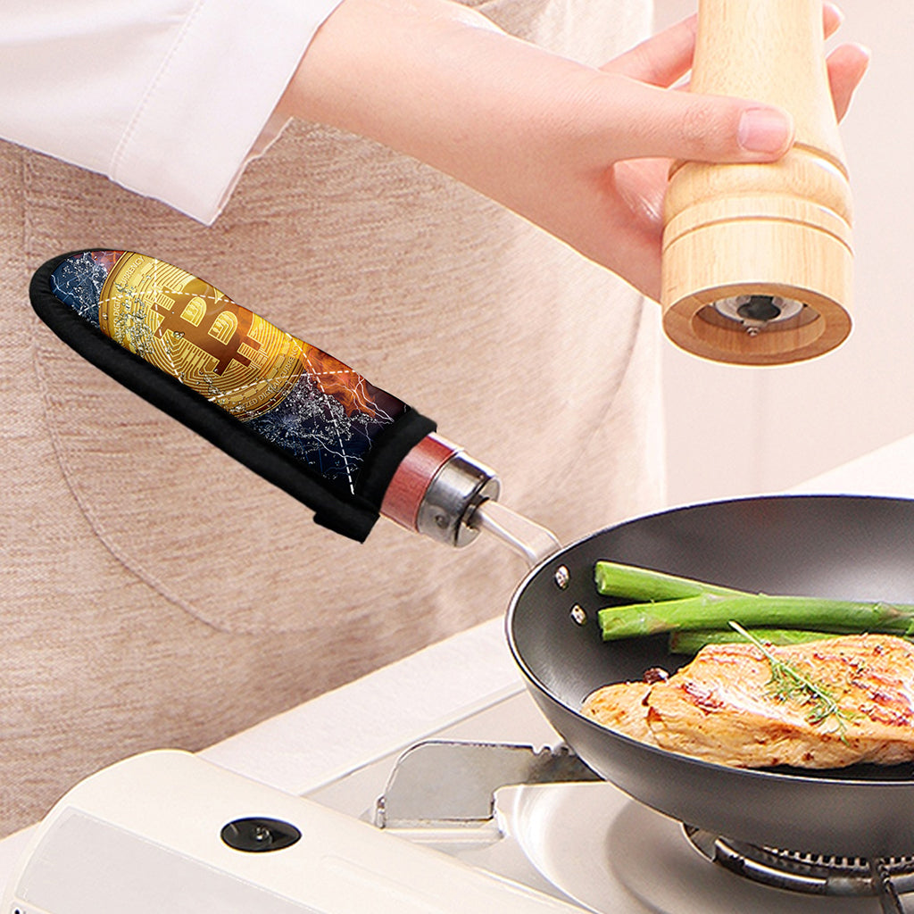 Fire And Water Bitcoin Print Skillet Handle Cover