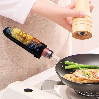 Fire And Water Bitcoin Print Skillet Handle Cover
