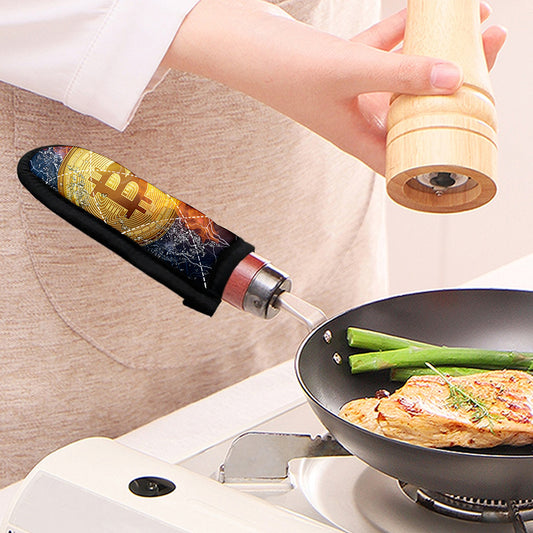 Fire And Water Bitcoin Print Skillet Handle Cover