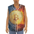 Fire And Water Bitcoin Print Sleeveless Baseball Jersey