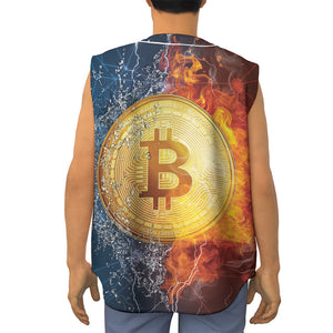 Fire And Water Bitcoin Print Sleeveless Baseball Jersey