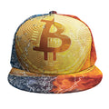 Fire And Water Bitcoin Print Snapback Cap