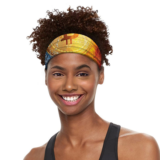 Fire And Water Bitcoin Print Sports Headband