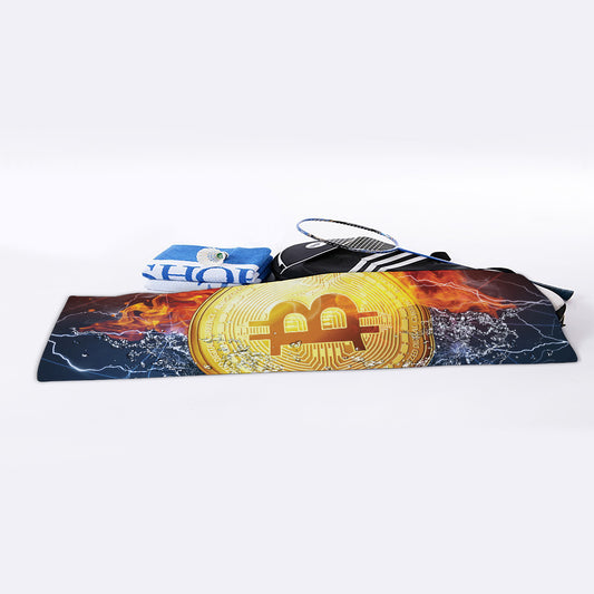 Fire And Water Bitcoin Print Sports Towel