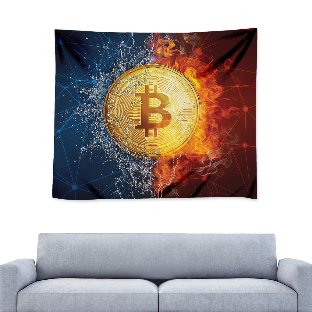 Fire And Water Bitcoin Print Tapestry