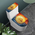 Fire And Water Bitcoin Print Toilet Lid And Tank Cover Set