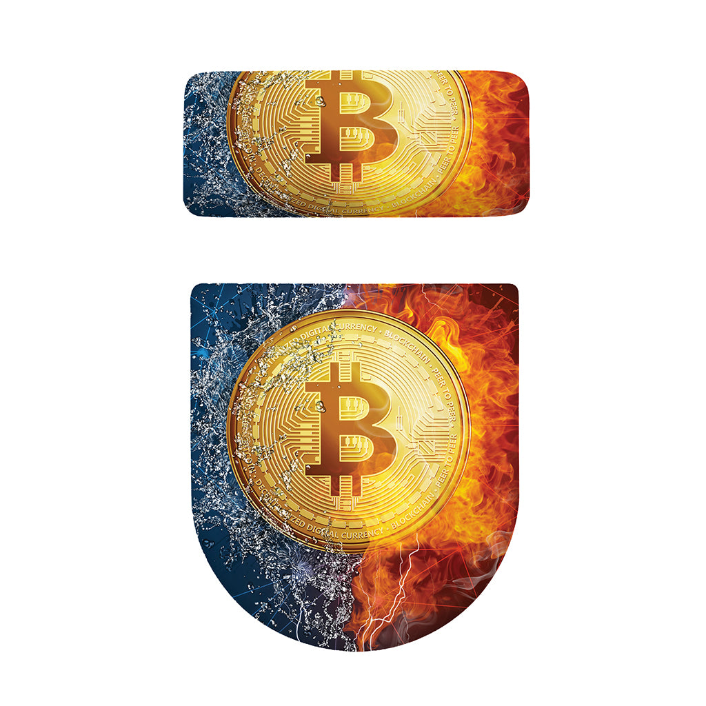 Fire And Water Bitcoin Print Toilet Lid And Tank Cover Set