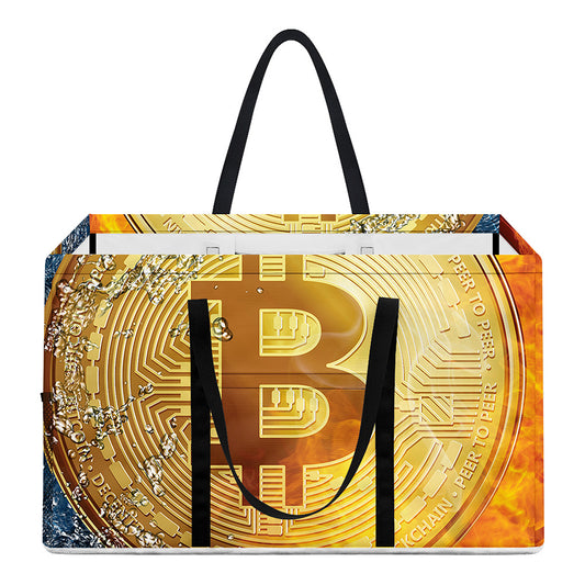 Fire And Water Bitcoin Print Utility Tote Bag