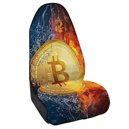 Fire And Water Bitcoin Print Waterproof Car Seat Cover