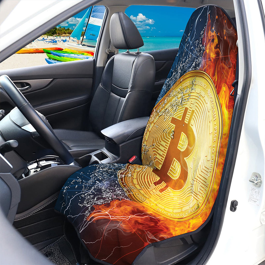 Fire And Water Bitcoin Print Waterproof Car Seat Cover