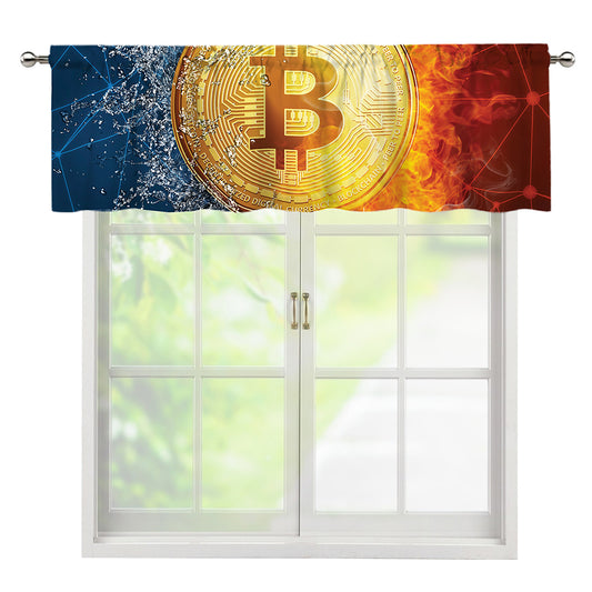 Fire And Water Bitcoin Print Window Valance
