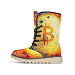 Fire And Water Bitcoin Print Winter Boots