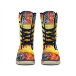 Fire And Water Bitcoin Print Winter Boots