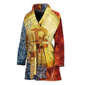 Fire And Water Bitcoin Print Women's Bathrobe