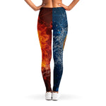 Fire And Water Bitcoin Print Women's Leggings