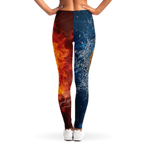 Fire And Water Bitcoin Print Women's Leggings