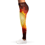 Fire And Water Bitcoin Print Women's Leggings