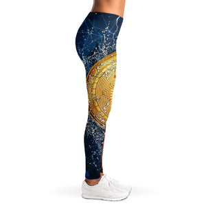 Fire And Water Bitcoin Print Women's Leggings