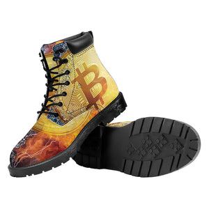 Fire And Water Bitcoin Print Work Boots