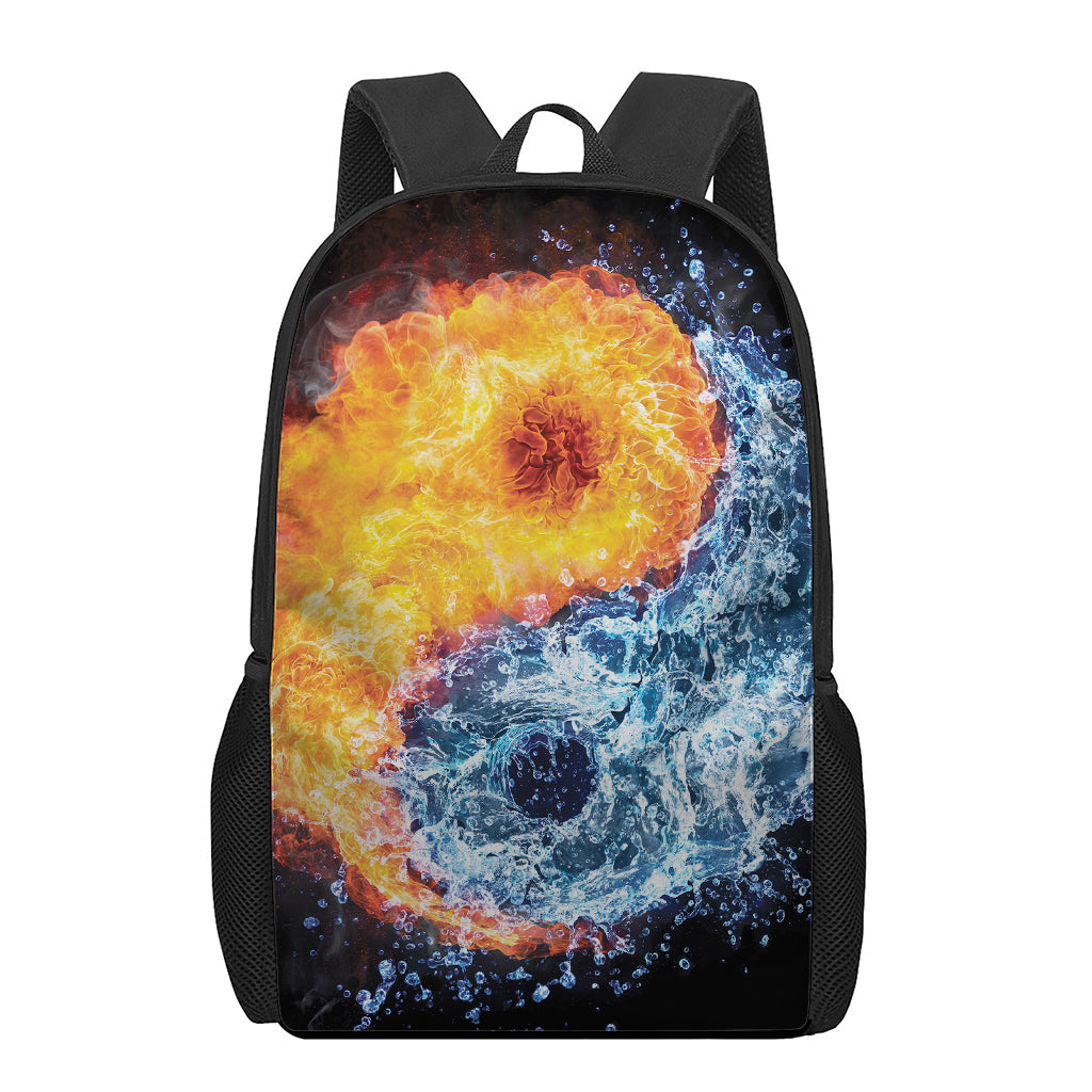 Fire And Water Yin Yang Print 17 Inch Backpack