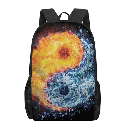 Fire And Water Yin Yang Print 17 Inch Backpack